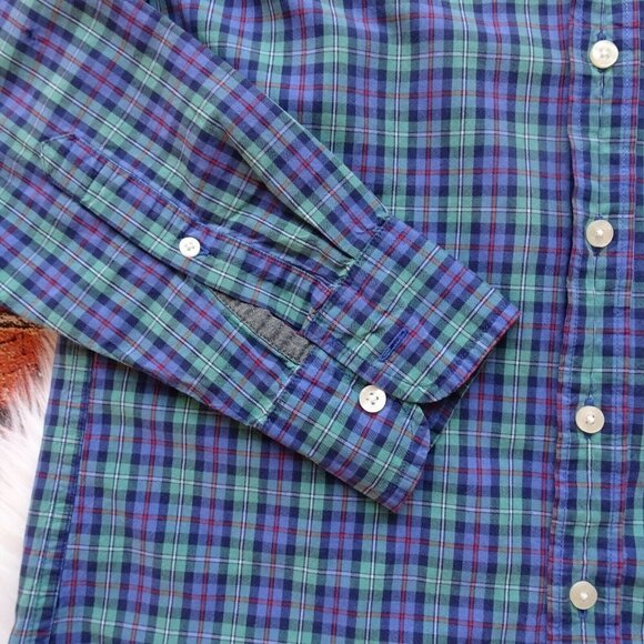 J. Crew Men's Button Down Shirt Top Long Sleeves Green Blue Multicolor Plaid S - Picture 6 of 12